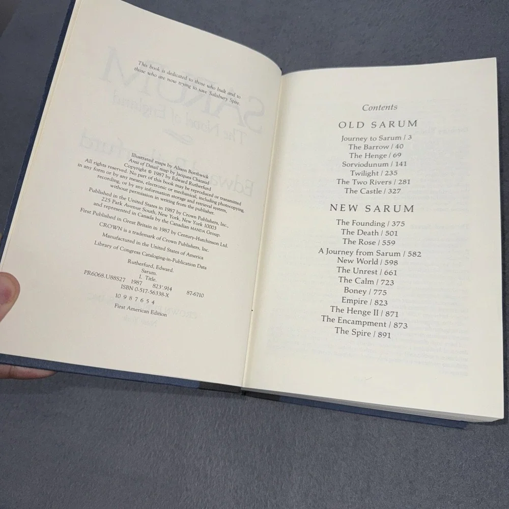 Sarum : The Novel of England by Edward Rutherfurd‎ FN 1st ed / 1st Print HCDJ